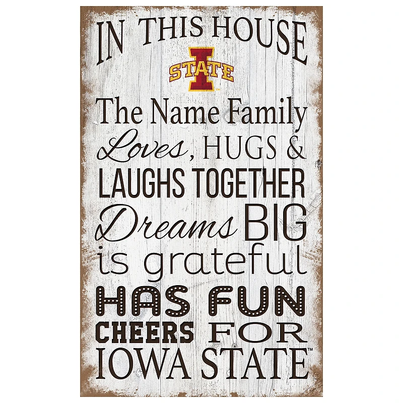 Iowa State Cyclones Personalized 11" x 19" In This House Sign