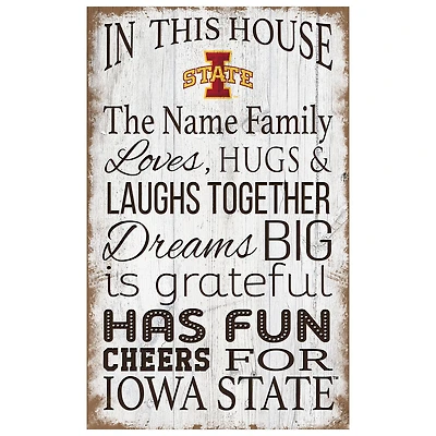 Iowa State Cyclones Personalized 11" x 19" In This House Sign