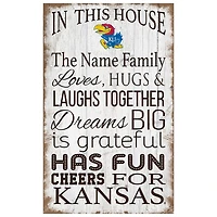 Kansas Jayhawks Personalized 11" x 19" In This House Sign