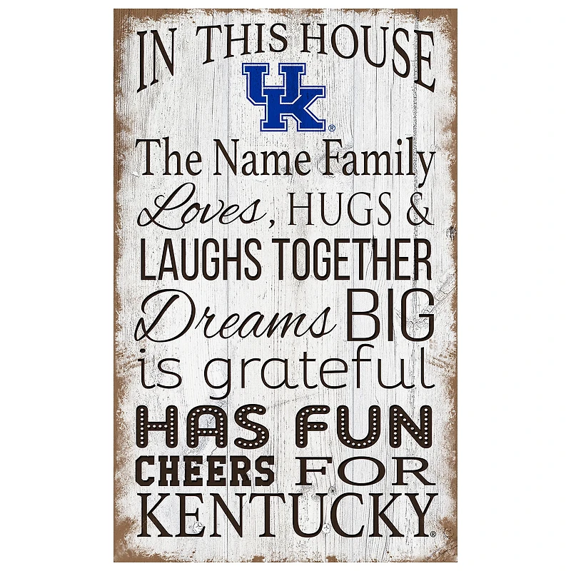 Kentucky Wildcats Personalized 11" x 19" In This House Sign