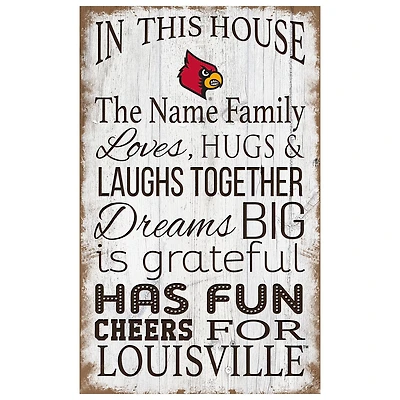 Louisville Cardinals Personalized 11" x 19" In This House Sign