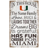 Miami Hurricanes Personalized 11" x 19" In This House Sign