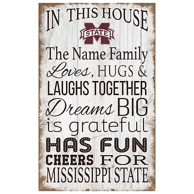 Mississippi State Bulldogs Personalized 11" x 19" In This House Sign