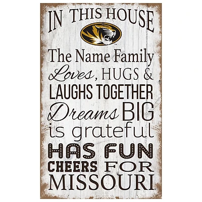 Missouri Tigers Personalized 11" x 19" In This House Sign