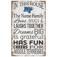 MTSU Blue Raiders Personalized 11" x 19" In This House Sign