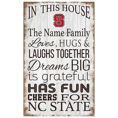 NC State Wolfpack Personalized 11" x 19" In This House Sign