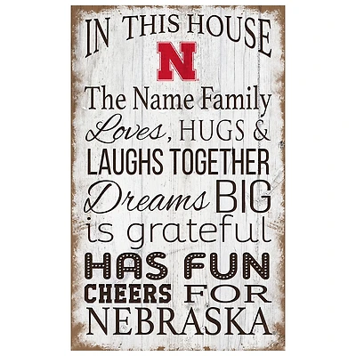 Nebraska Huskers Personalized 11" x 19" In This House Sign