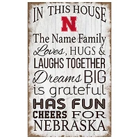 Nebraska Huskers Personalized 11" x 19" In This House Sign