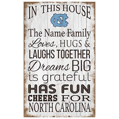 North Carolina Tar Heels Personalized 11" x 19" In This House Sign