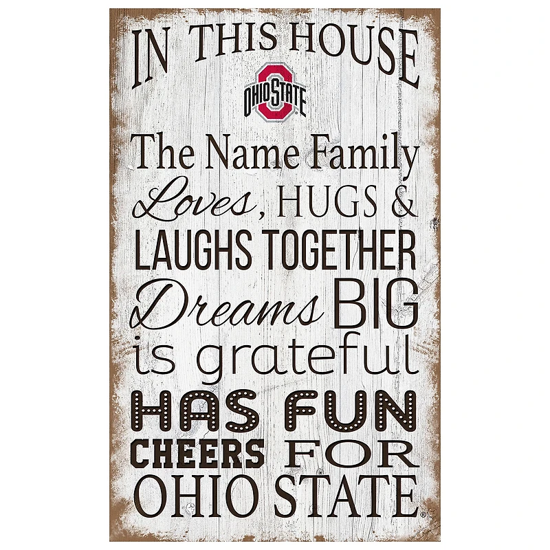 Ohio State Buckeyes Personalized 11" x 19" In This House Sign