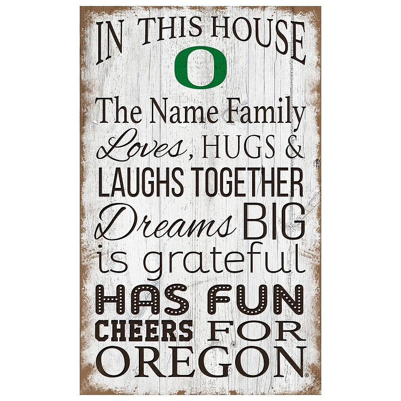 Oregon Ducks Personalized 11" x 19" In This House Sign