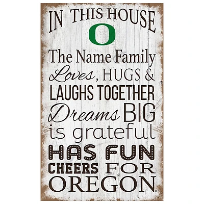 Oregon Ducks Personalized 11" x 19" In This House Sign