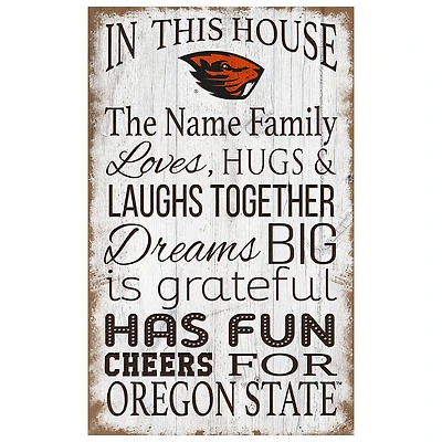 Oregon State Beavers Personalized 11" x 19" In This House Sign