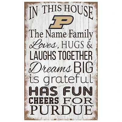 Purdue Boilermakers Personalized 11" x 19" In This House Sign