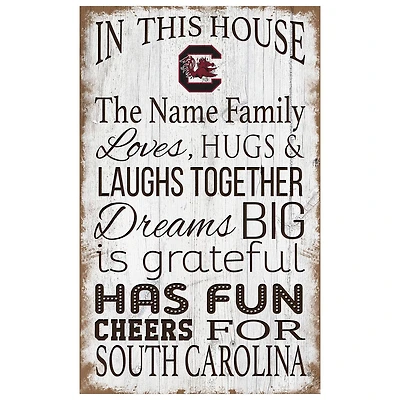 South Carolina Gamecocks Personalized 11" x 19" In This House Sign