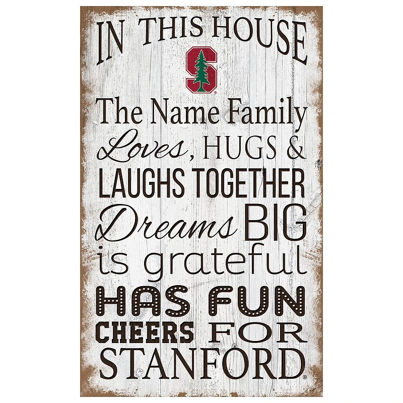Stanford Cardinal Personalized 11" x 19" In This House Sign