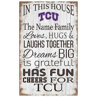 TCU Horned Frogs Personalized 11" x 19" In This House Sign
