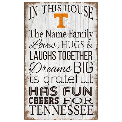 Tennessee Volunteers Personalized 11" x 19" In This House Sign