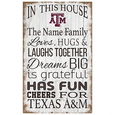 Texas A&M Aggies Personalized 11" x 19" In This House Sign