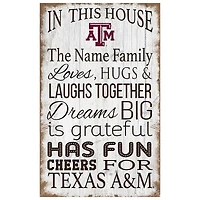 Texas A&M Aggies Personalized 11" x 19" In This House Sign