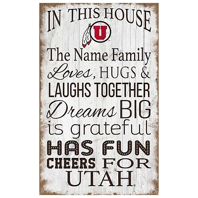 Utah Utes Personalized 11" x 19" In This House Sign