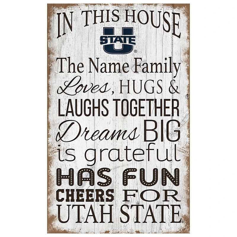 Utah State Aggies Personalized 11" x 19" In This House Sign