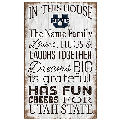 Utah State Aggies Personalized 11" x 19" In This House Sign