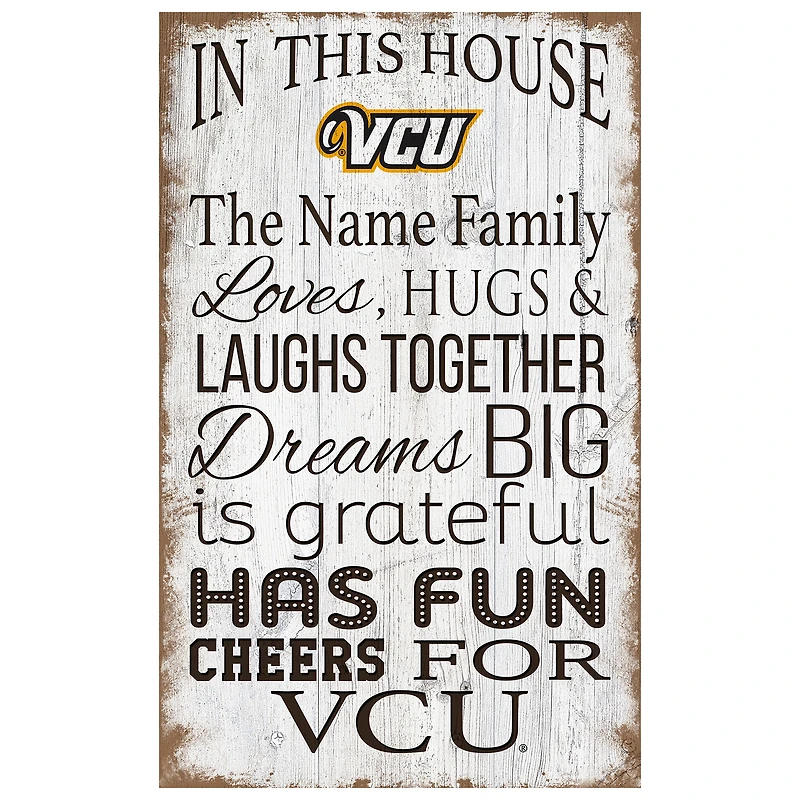 VCU Rams Personalized 11" x 19" In This House Sign
