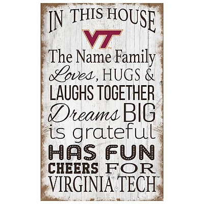Virginia Tech Hokies Personalized 11" x 19" In This House Sign