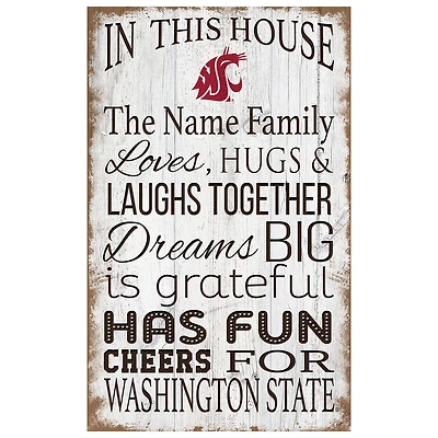 Washington State Cougars Personalized 11" x 19" In This House Sign