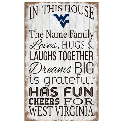 West Virginia Mountaineers Personalized 11" x 19" In This House Sign
