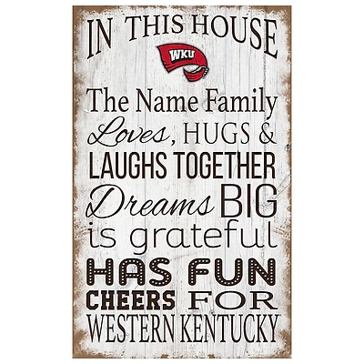 Western Kentucky Hilltoppers Personalized 11" x 19" In This House Sign