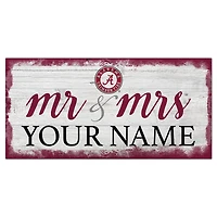 Alabama Crimson Tide 6" x 12" Personalized Mr. & Mrs. Script Sign