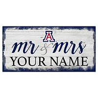 Arizona Wildcats 6" x 12" Personalized Mr. & Mrs. Script Sign