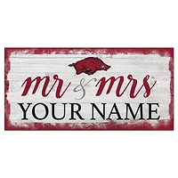Arkansas Razorbacks 6" x 12" Personalized Mr. & Mrs. Script Sign