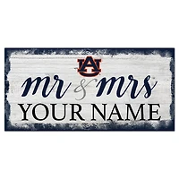 Auburn Tigers 6" x 12" Personalized Mr. & Mrs. Script Sign