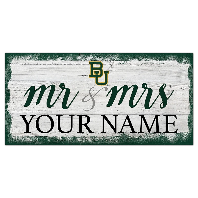 Baylor Bears 6" x 12" Personalized Mr. & Mrs. Script Sign