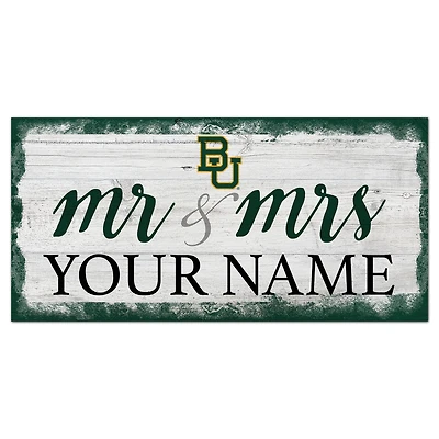 Baylor Bears 6" x 12" Personalized Mr. & Mrs. Script Sign