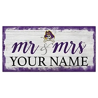 ECU Pirates 6" x 12" Personalized Mr. & Mrs. Script Sign