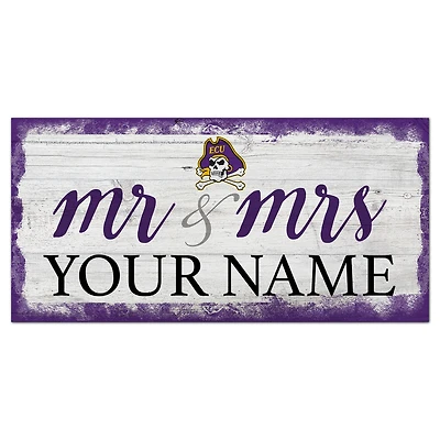 ECU Pirates 6" x 12" Personalized Mr. & Mrs. Script Sign