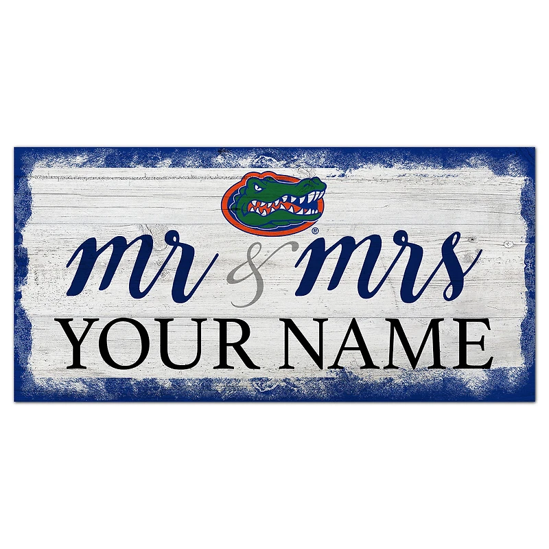 Florida Gators 6" x 12" Personalized Mr. & Mrs. Script Sign