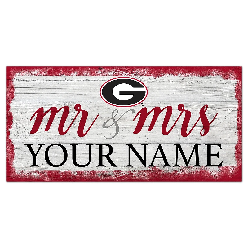 Georgia Bulldogs 6" x 12" Personalized Mr. & Mrs. Script Sign