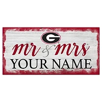 Georgia Bulldogs 6" x 12" Personalized Mr. & Mrs. Script Sign