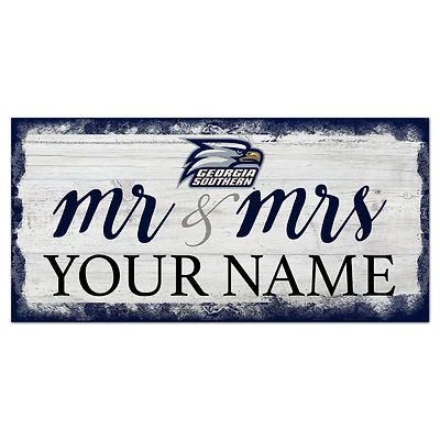 Georgia Southern Eagles 6" x 12" Personalized Mr. & Mrs. Script Sign