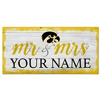 Iowa Hawkeyes 6" x 12" Personalized Mr. & Mrs. Script Sign