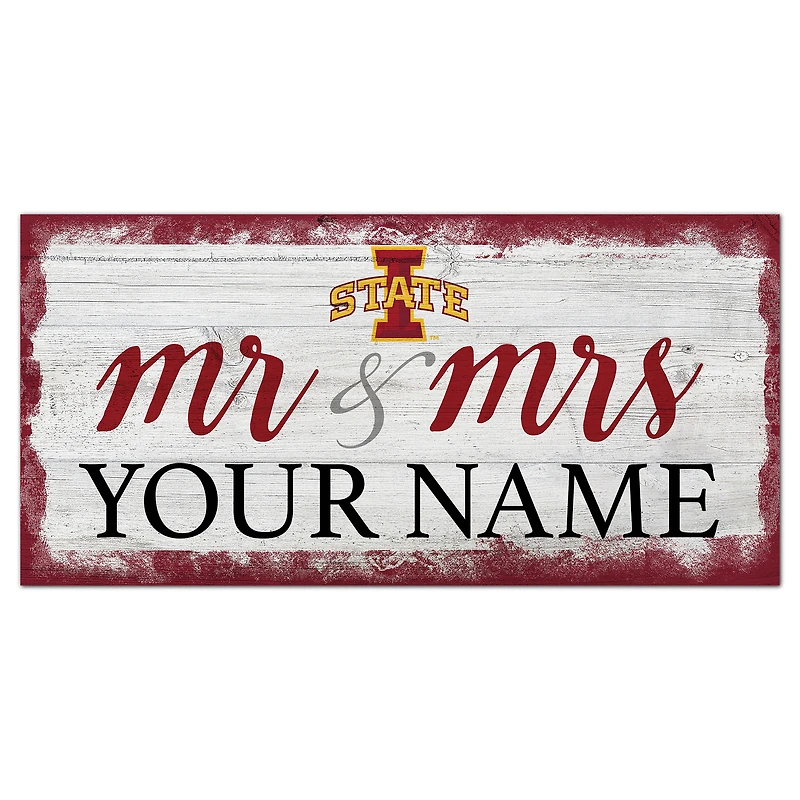 Iowa State Cyclones 6" x 12" Personalized Mr. & Mrs. Script Sign