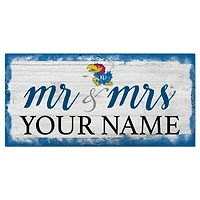 Kansas Jayhawks 6" x 12" Personalized Mr. & Mrs. Script Sign