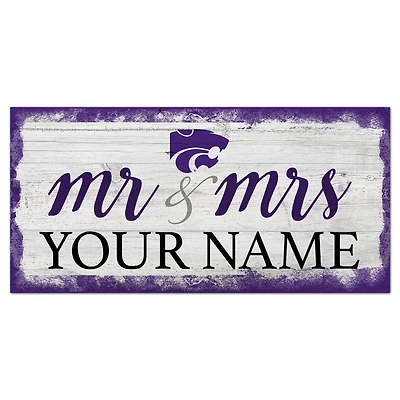 Kansas State Wildcats 6" x 12" Personalized Mr. & Mrs. Script Sign