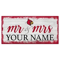 Louisville Cardinals 6" x 12" Personalized Mr. & Mrs. Script Sign