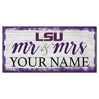LSU Tigers 6" x 12" Personalized Mr. & Mrs. Script Sign